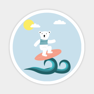 Surfing polar bear Magnet